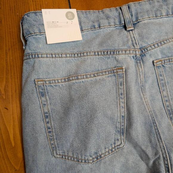 H&M high waist wide leg jeans women's size 12 light wash light distressing NWT - Picture 7 of 7